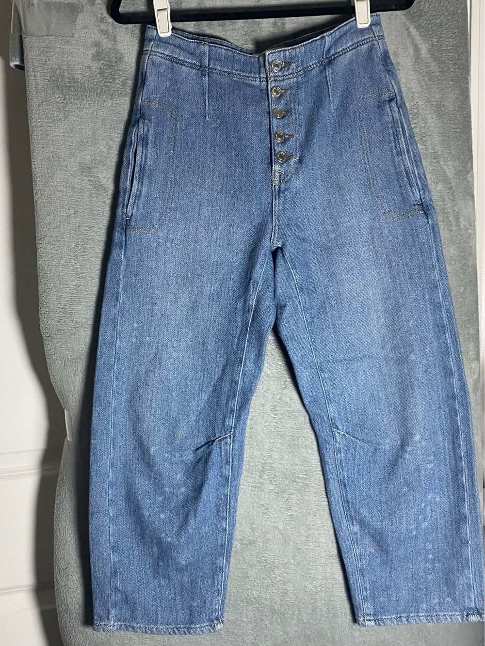 Free People Barrel High Fly Blue Jeans size 25 casual daily wear baggy